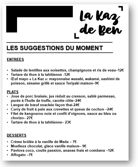 Suggestions du moment